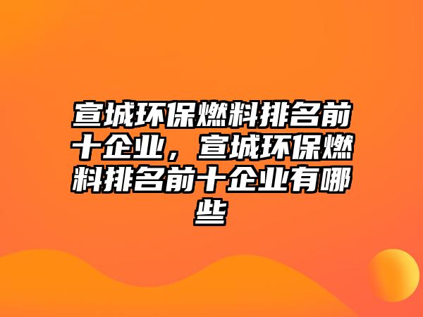 宣城環(huán)保燃料排名前十企業(yè)，宣城環(huán)保燃料排名前十企業(yè)有哪些