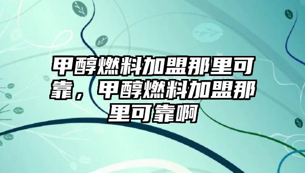 甲醇燃料加盟那里可靠，甲醇燃料加盟那里可靠啊