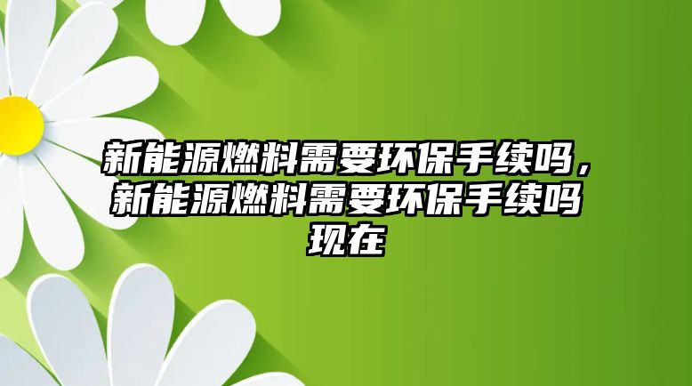 新能源燃料需要環(huán)保手續(xù)嗎，新能源燃料需要環(huán)保手續(xù)嗎現(xiàn)在