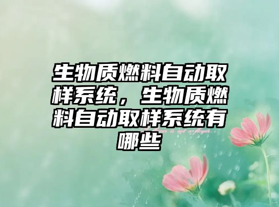 生物質燃料自動取樣系統(tǒng)，生物質燃料自動取樣系統(tǒng)有哪些