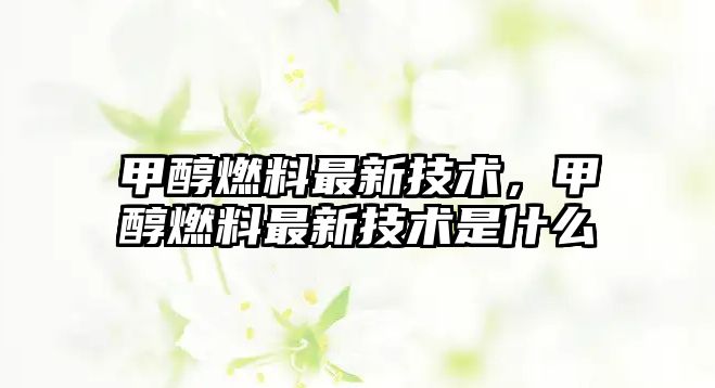 甲醇燃料最新技術(shù)，甲醇燃料最新技術(shù)是什么