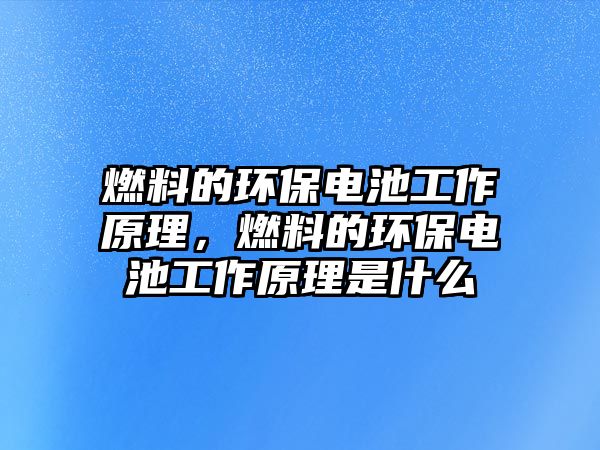 燃料的環(huán)保電池工作原理，燃料的環(huán)保電池工作原理是什么