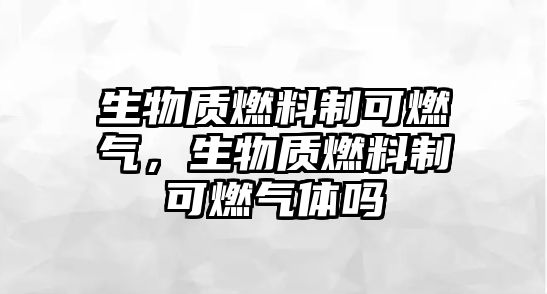 生物質燃料制可燃氣，生物質燃料制可燃氣體嗎