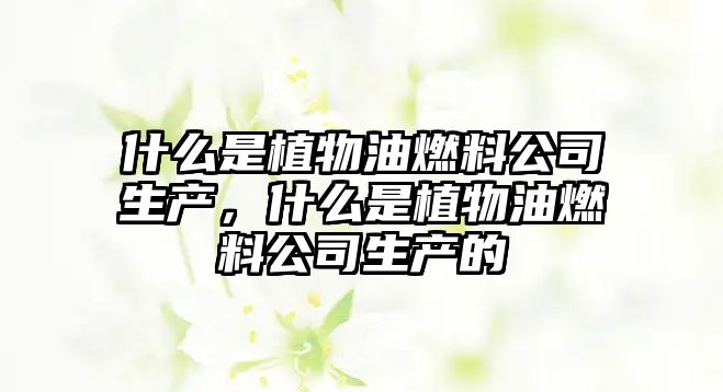 什么是植物油燃料公司生產(chǎn)，什么是植物油燃料公司生產(chǎn)的