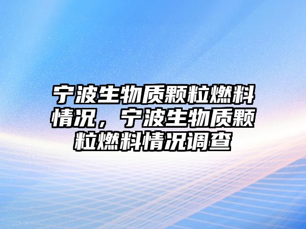 寧波生物質(zhì)顆粒燃料情況，寧波生物質(zhì)顆粒燃料情況調(diào)查