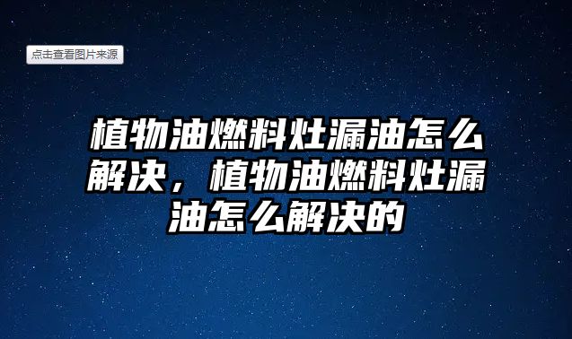植物油燃料灶漏油怎么解決，植物油燃料灶漏油怎么解決的