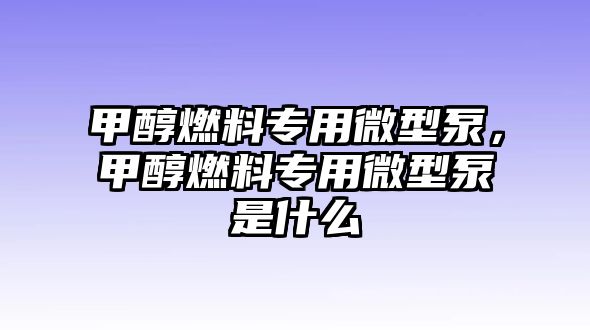 甲醇燃料專用微型泵，甲醇燃料專用微型泵是什么