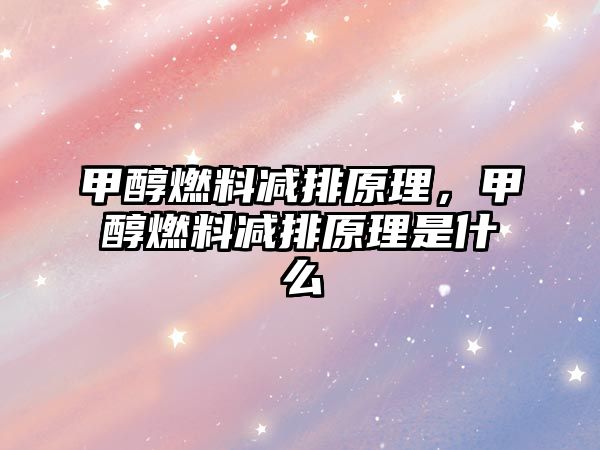 甲醇燃料減排原理，甲醇燃料減排原理是什么