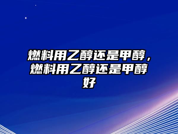 燃料用乙醇還是甲醇，燃料用乙醇還是甲醇好