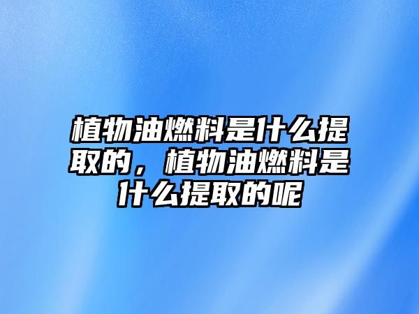 植物油燃料是什么提取的，植物油燃料是什么提取的呢