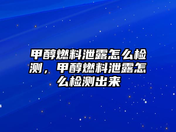 甲醇燃料泄露怎么檢測，甲醇燃料泄露怎么檢測出來