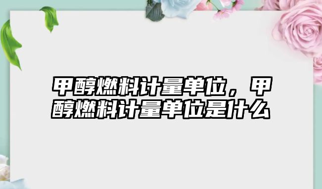 甲醇燃料計量單位，甲醇燃料計量單位是什么