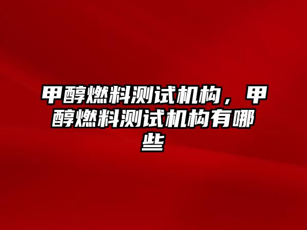 甲醇燃料測試機構，甲醇燃料測試機構有哪些