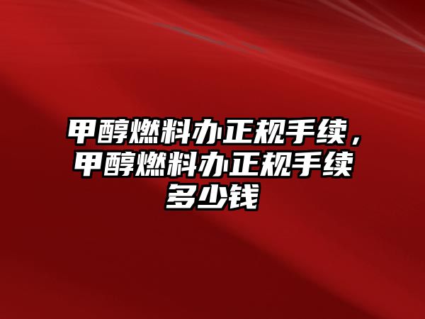 甲醇燃料辦正規(guī)手續(xù)，甲醇燃料辦正規(guī)手續(xù)多少錢