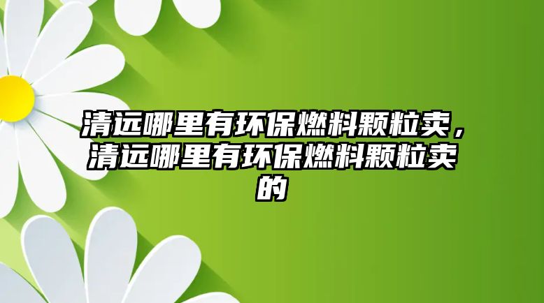 清遠哪里有環(huán)保燃料顆粒賣，清遠哪里有環(huán)保燃料顆粒賣的