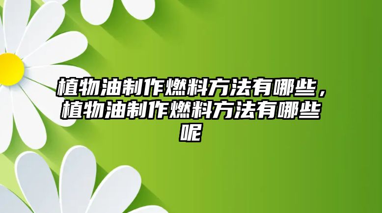 植物油制作燃料方法有哪些，植物油制作燃料方法有哪些呢