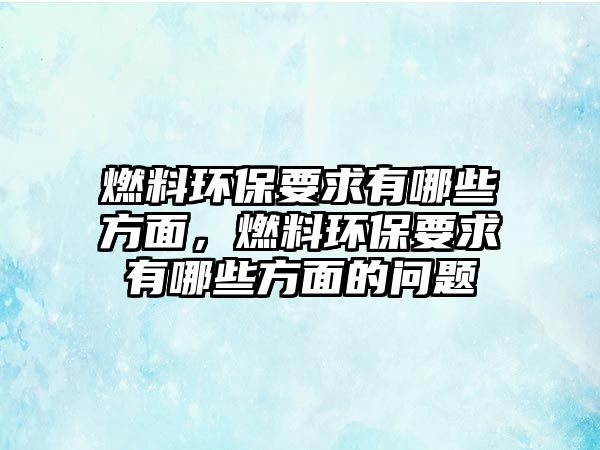 燃料環(huán)保要求有哪些方面，燃料環(huán)保要求有哪些方面的問題