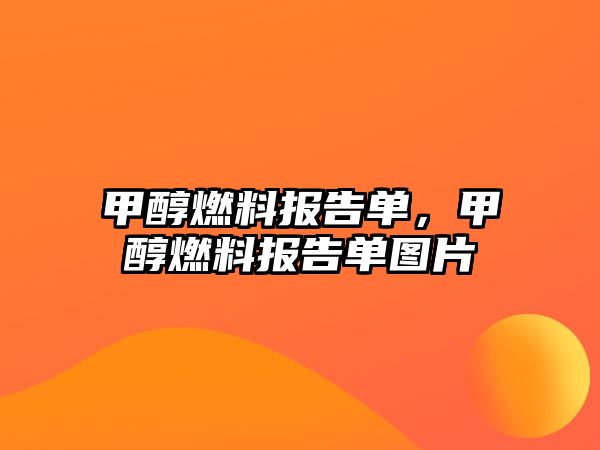 甲醇燃料報告單，甲醇燃料報告單圖片