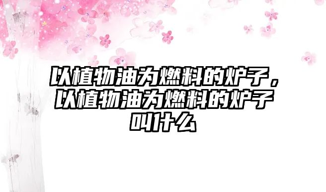 以植物油為燃料的爐子，以植物油為燃料的爐子叫什么