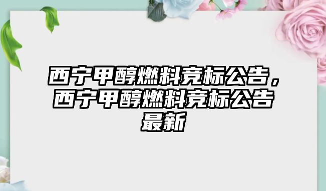 西寧甲醇燃料競標(biāo)公告，西寧甲醇燃料競標(biāo)公告最新