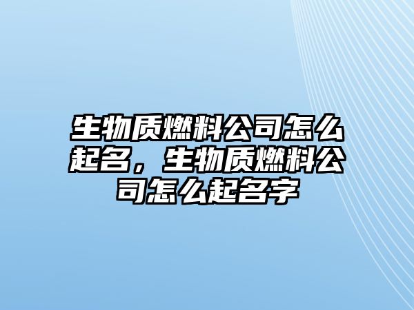 生物質(zhì)燃料公司怎么起名，生物質(zhì)燃料公司怎么起名字