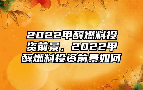 2022甲醇燃料投資前景，2022甲醇燃料投資前景如何