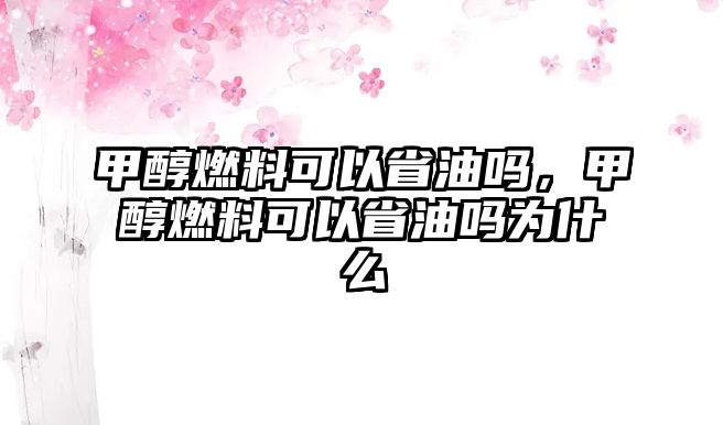 甲醇燃料可以省油嗎，甲醇燃料可以省油嗎為什么