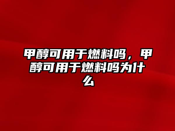 甲醇可用于燃料嗎，甲醇可用于燃料嗎為什么