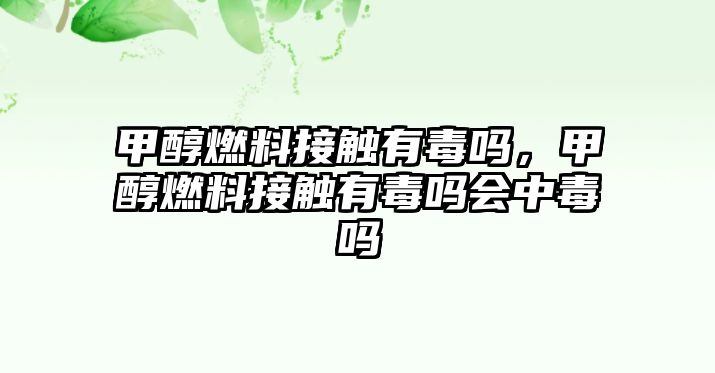 甲醇燃料接觸有毒嗎，甲醇燃料接觸有毒嗎會中毒嗎