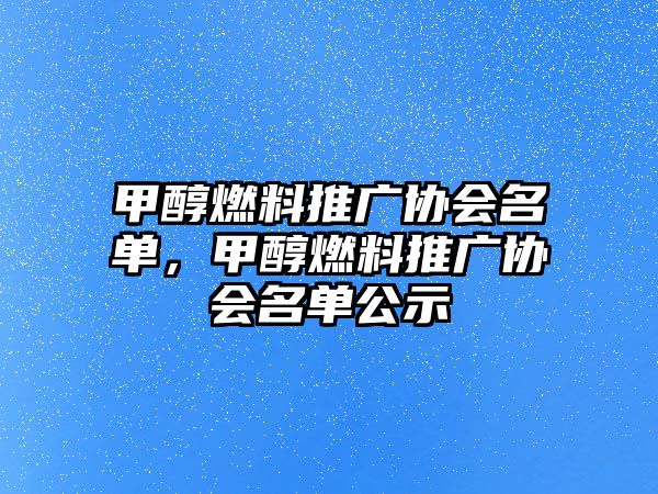 甲醇燃料推廣協(xié)會名單，甲醇燃料推廣協(xié)會名單公示