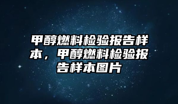 甲醇燃料檢驗報告樣本，甲醇燃料檢驗報告樣本圖片