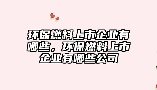 環(huán)保燃料上市企業(yè)有哪些，環(huán)保燃料上市企業(yè)有哪些公司