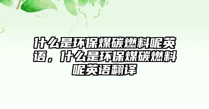 什么是環(huán)保煤碳燃料呢英語(yǔ)，什么是環(huán)保煤碳燃料呢英語(yǔ)翻譯