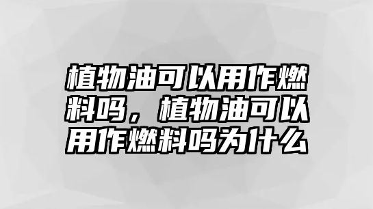 植物油可以用作燃料嗎，植物油可以用作燃料嗎為什么