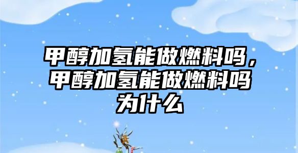 甲醇加氫能做燃料嗎，甲醇加氫能做燃料嗎為什么