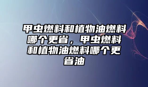 甲蟲燃料和植物油燃料哪個更省，甲蟲燃料和植物油燃料哪個更省油