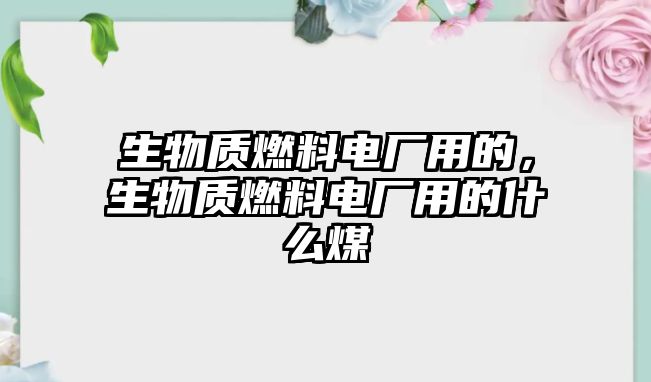 生物質(zhì)燃料電廠用的，生物質(zhì)燃料電廠用的什么煤