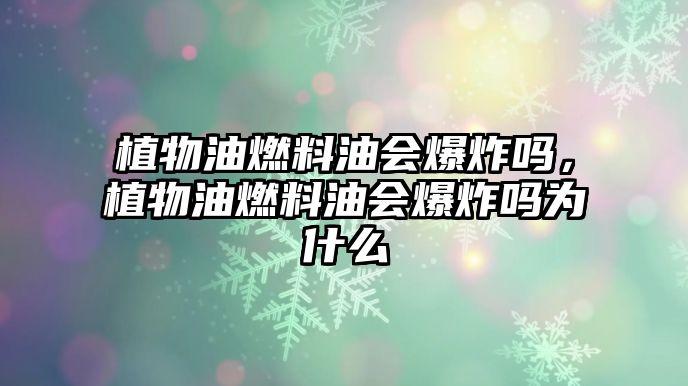 植物油燃料油會(huì)爆炸嗎，植物油燃料油會(huì)爆炸嗎為什么