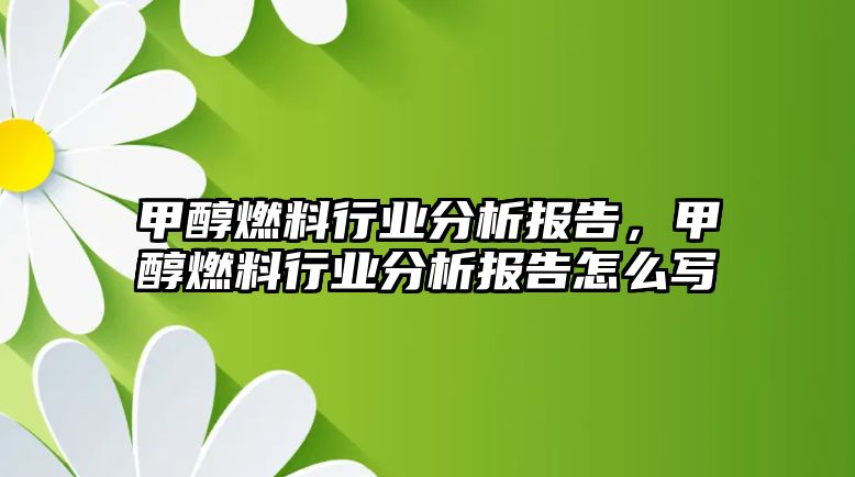 甲醇燃料行業(yè)分析報(bào)告，甲醇燃料行業(yè)分析報(bào)告怎么寫