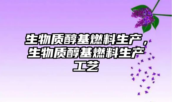 生物質(zhì)醇基燃料生產(chǎn)，生物質(zhì)醇基燃料生產(chǎn)工藝