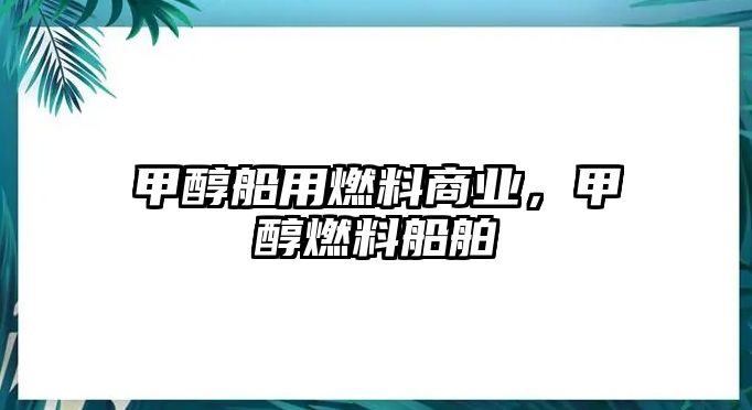 甲醇船用燃料商業(yè)，甲醇燃料船舶