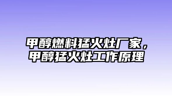 甲醇燃料猛火灶廠家，甲醇猛火灶工作原理