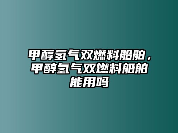 甲醇?xì)錃怆p燃料船舶，甲醇?xì)錃怆p燃料船舶能用嗎