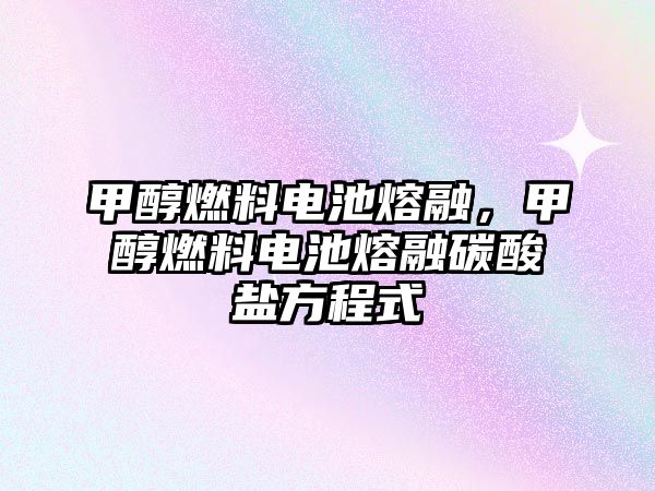 甲醇燃料電池熔融，甲醇燃料電池熔融碳酸鹽方程式