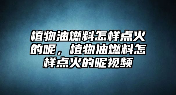 植物油燃料怎樣點火的呢，植物油燃料怎樣點火的呢視頻