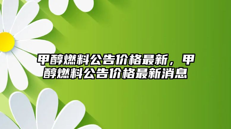 甲醇燃料公告價格最新，甲醇燃料公告價格最新消息