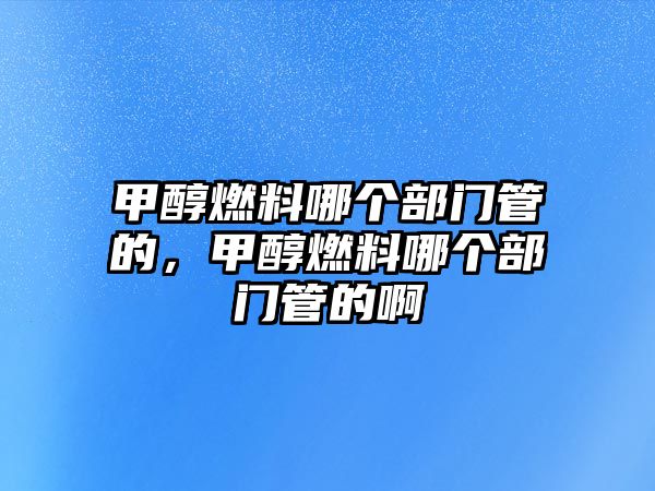 甲醇燃料哪個部門管的，甲醇燃料哪個部門管的啊