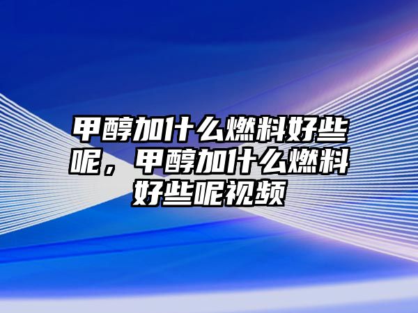 甲醇加什么燃料好些呢，甲醇加什么燃料好些呢視頻