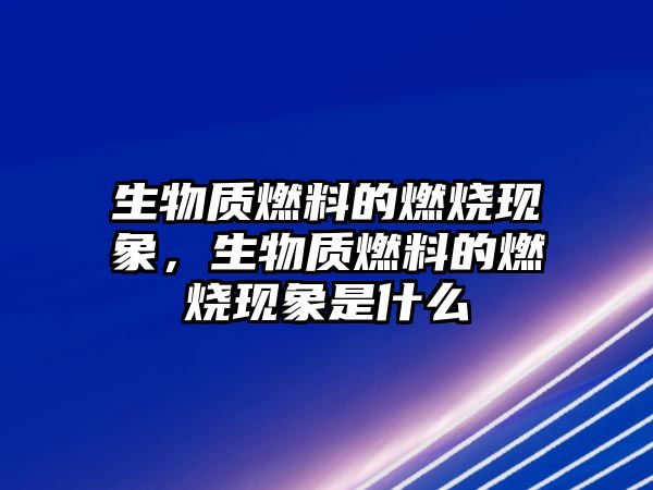 生物質(zhì)燃料的燃燒現(xiàn)象，生物質(zhì)燃料的燃燒現(xiàn)象是什么