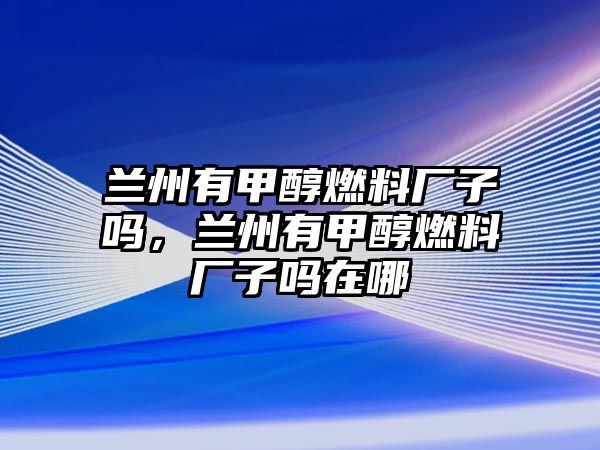 蘭州有甲醇燃料廠子嗎，蘭州有甲醇燃料廠子嗎在哪